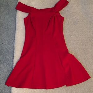 Teeze Me Red Off-Shoulder Fit & Flare Mini Dress